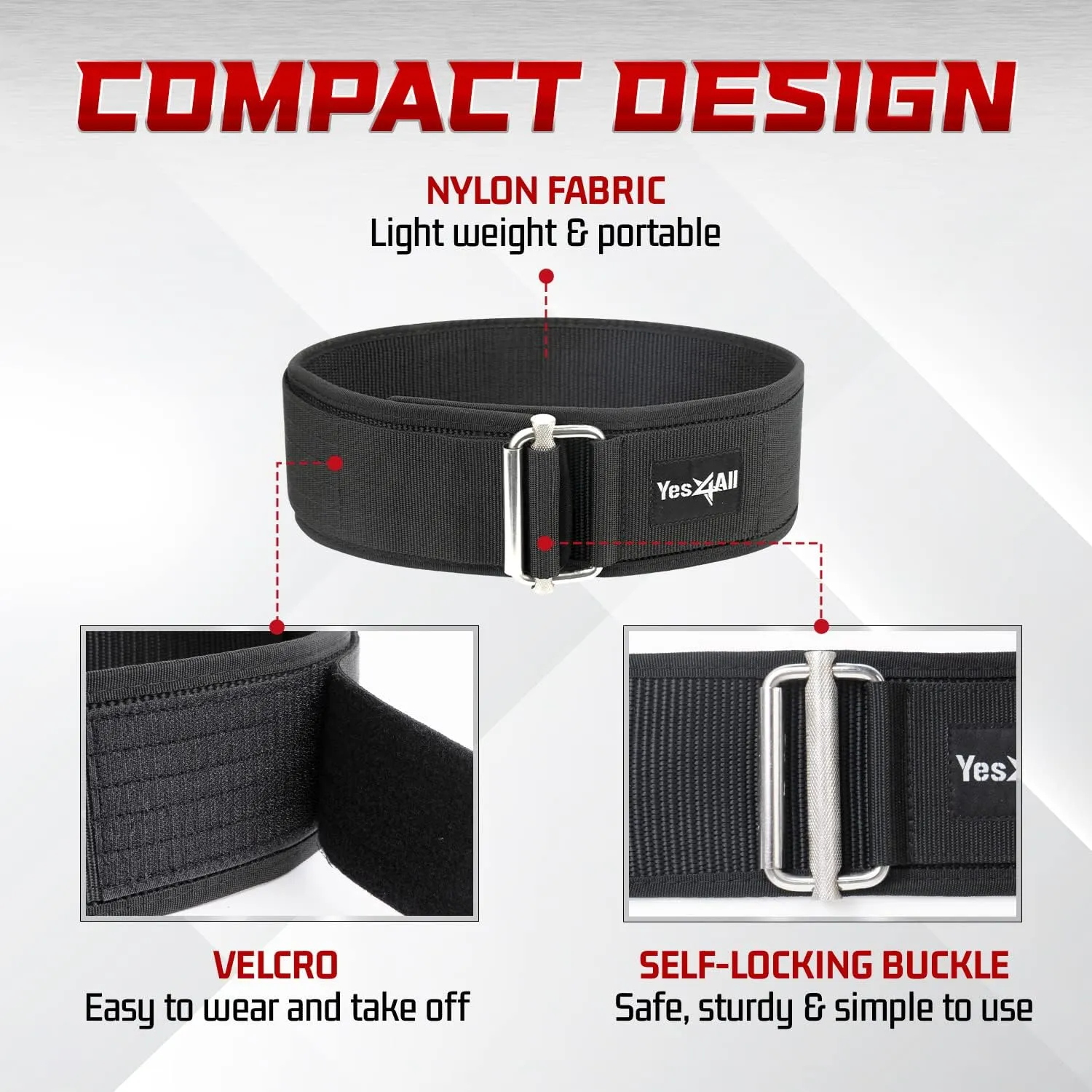 Yes4All 100% Leather Premium Weightlifting Belt/Genuine Leather/ 2in1 Dip Belt With Chain/Self-locking Belt, Robust Alloy Steel Buckle 10mm Thick For Heavy Lifting, Squats, Deadlifts, and More