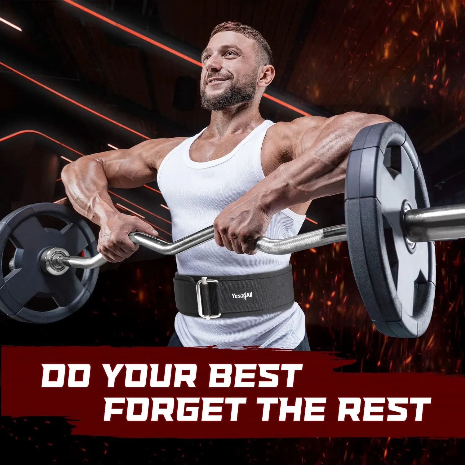 Yes4All 100% Leather Premium Weightlifting Belt/Genuine Leather/ 2in1 Dip Belt With Chain/Self-locking Belt, Robust Alloy Steel Buckle 10mm Thick For Heavy Lifting, Squats, Deadlifts, and More