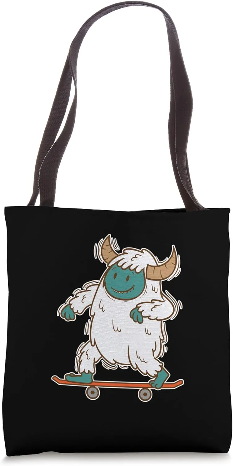 Yeti skating Snowman Tote Bag