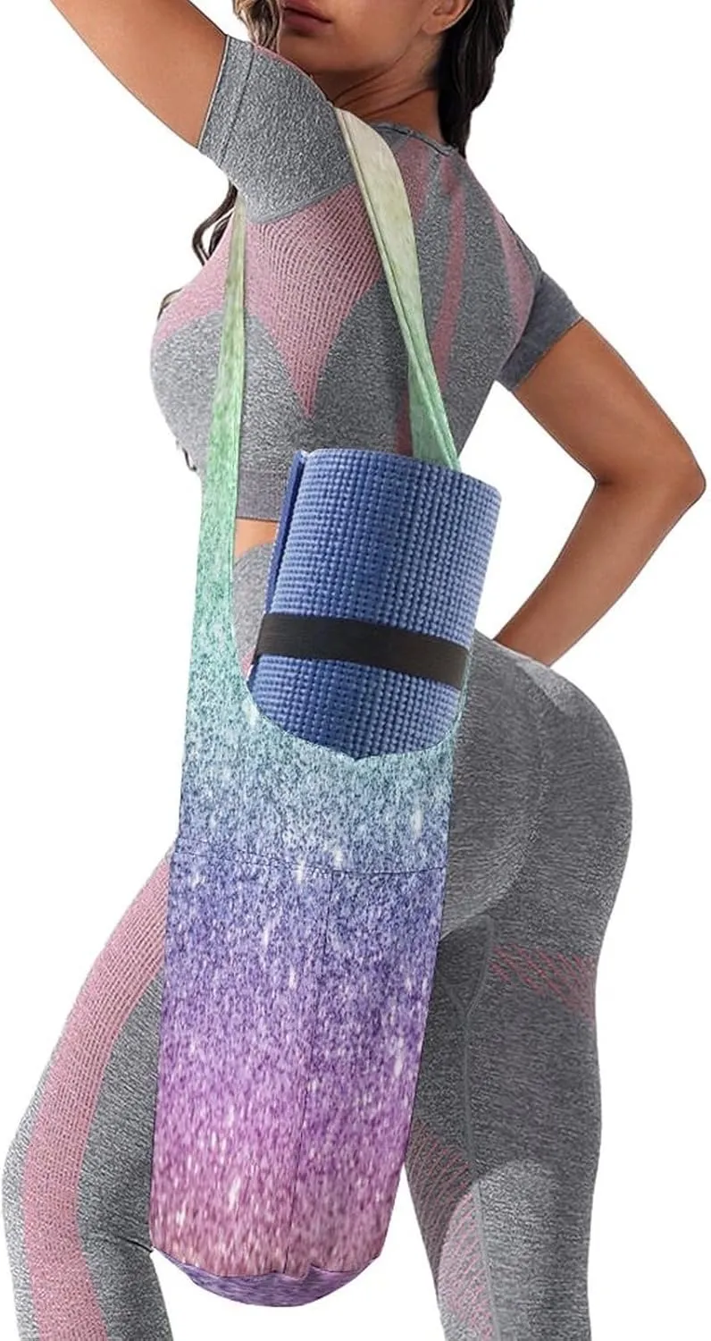 Yoga Mat Bag, Soft Canvas Storage Bag Fashion Mat Bag for Clothes Dorm Organizer with Pocket Shoulder Strap