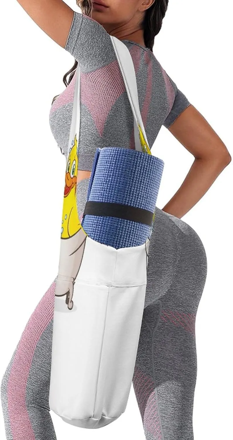 Yoga Mat Bag, Soft Canvas Storage Bag Fashion Mat Bag for Clothes Dorm Organizer with Pocket Shoulder Strap