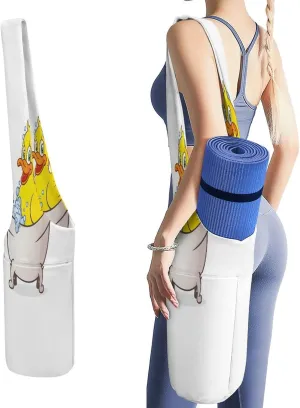 Yoga Mat Bag, Soft Canvas Storage Bag Fashion Mat Bag for Clothes Dorm Organizer with Pocket Shoulder Strap