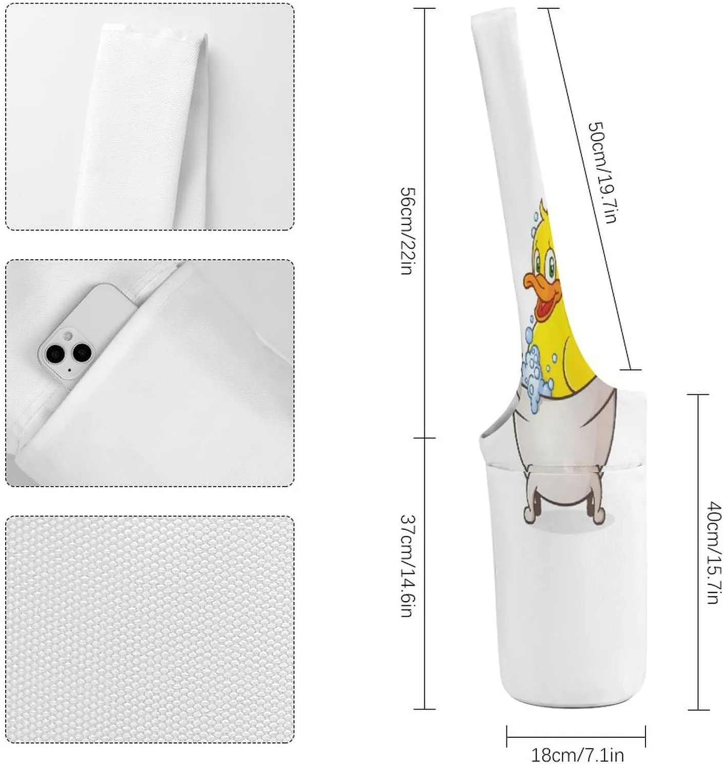 Yoga Mat Bag, Soft Canvas Storage Bag Fashion Mat Bag for Clothes Dorm Organizer with Pocket Shoulder Strap