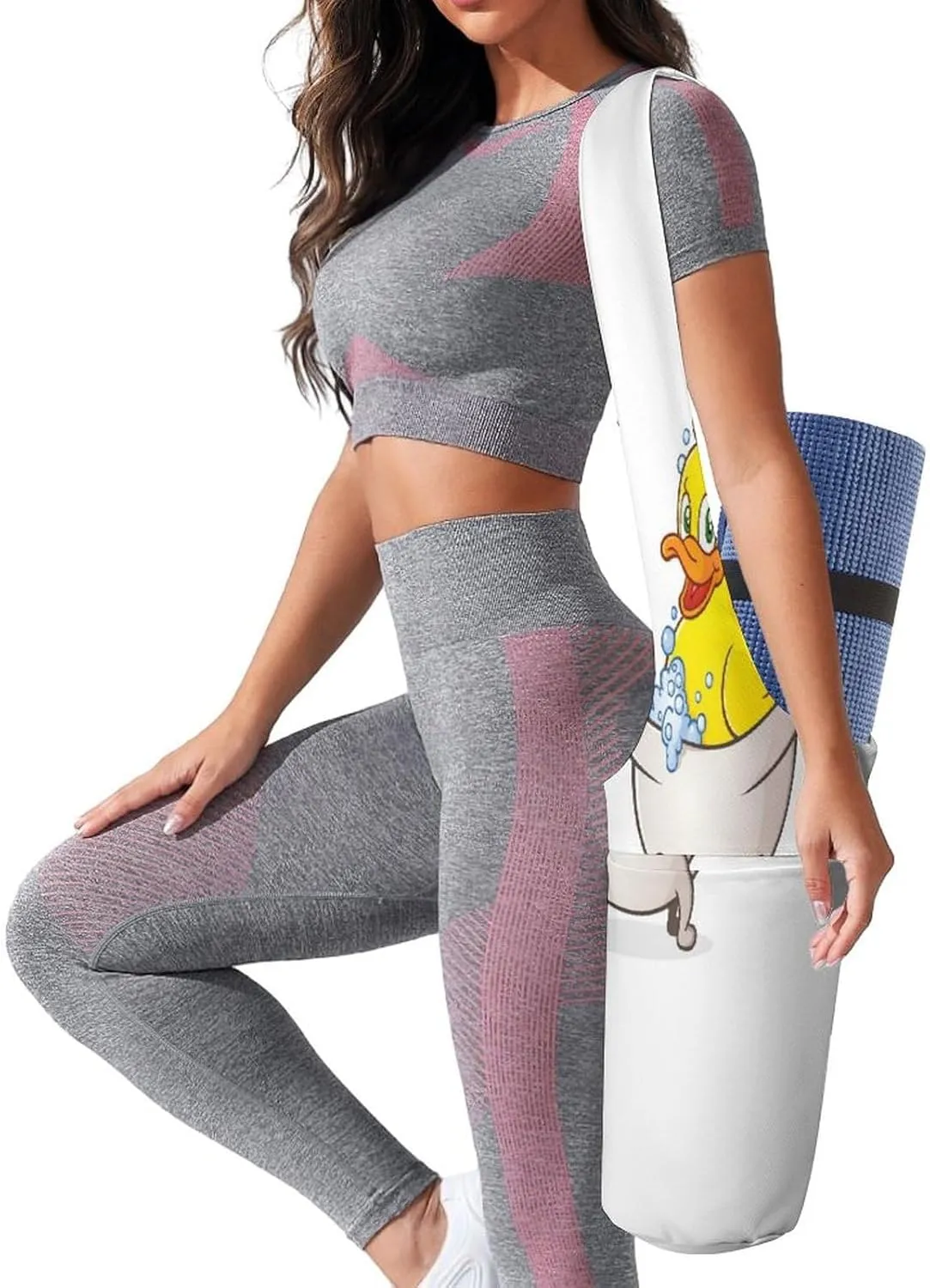 Yoga Mat Bag, Soft Canvas Storage Bag Fashion Mat Bag for Clothes Dorm Organizer with Pocket Shoulder Strap