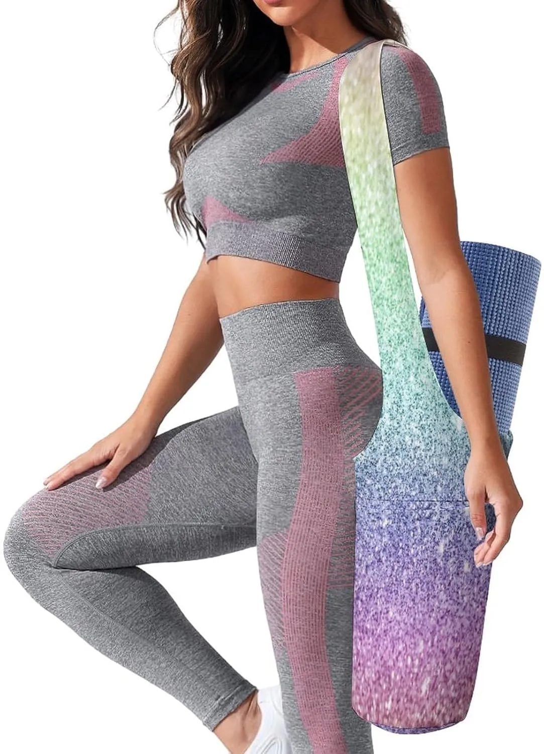 Yoga Mat Bag, Soft Canvas Storage Bag Fashion Mat Bag for Clothes Dorm Organizer with Pocket Shoulder Strap