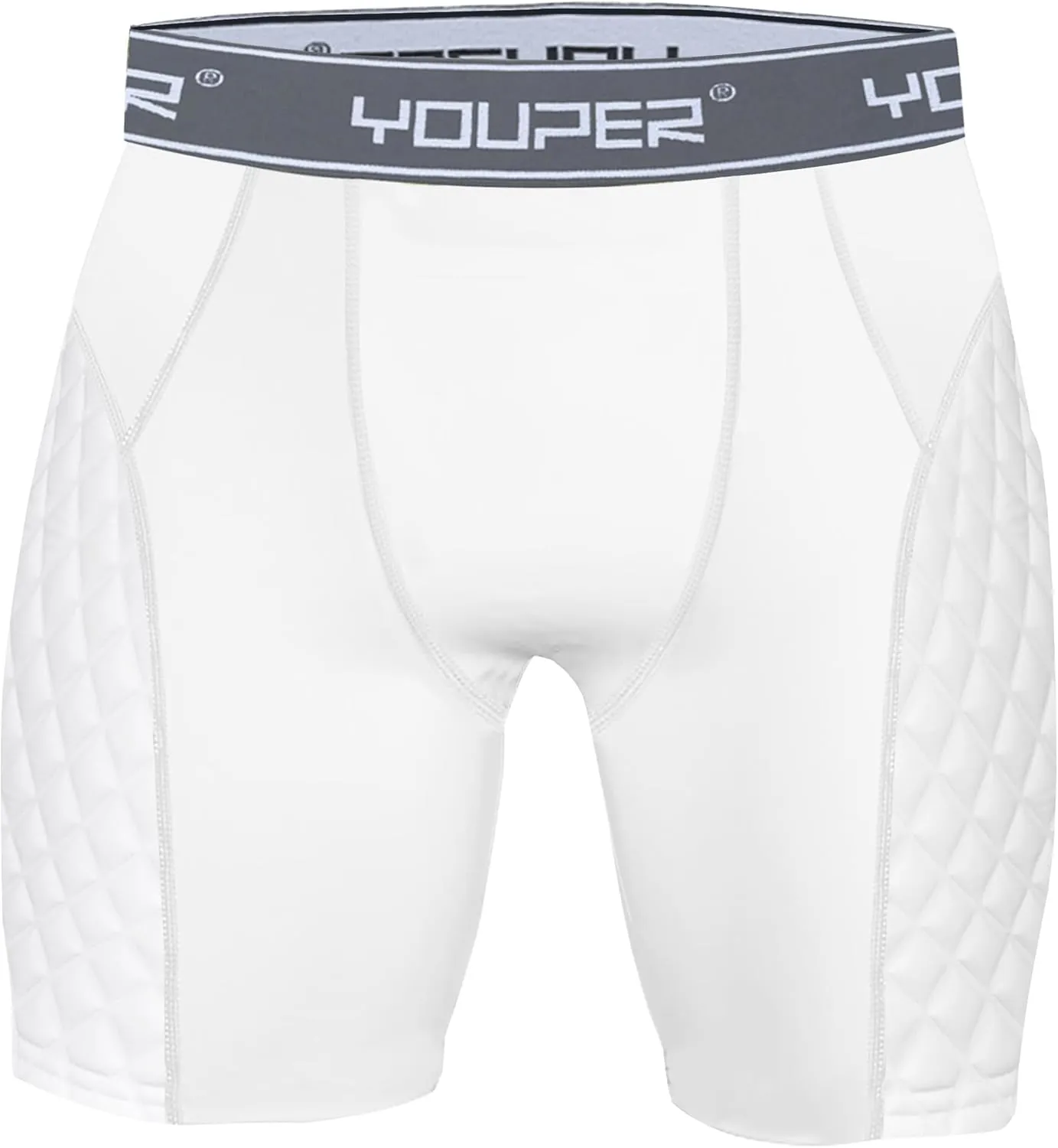 Youper Adult Elite Compression Padded Sliding Shorts w/Cup Pocket for Baseball, Football