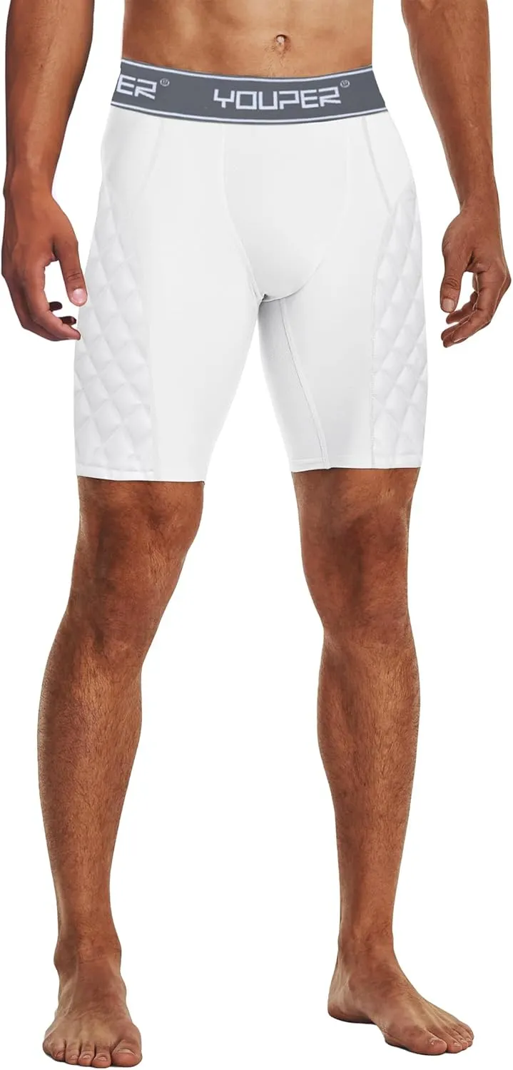 Youper Adult Elite Compression Padded Sliding Shorts w/Cup Pocket for Baseball, Football