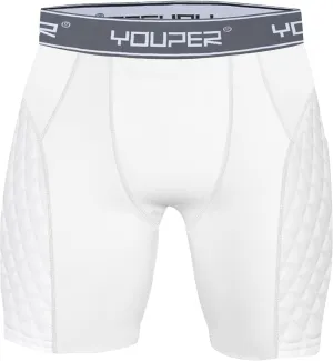 Youper Adult Elite Compression Padded Sliding Shorts w/Cup Pocket for Baseball, Football