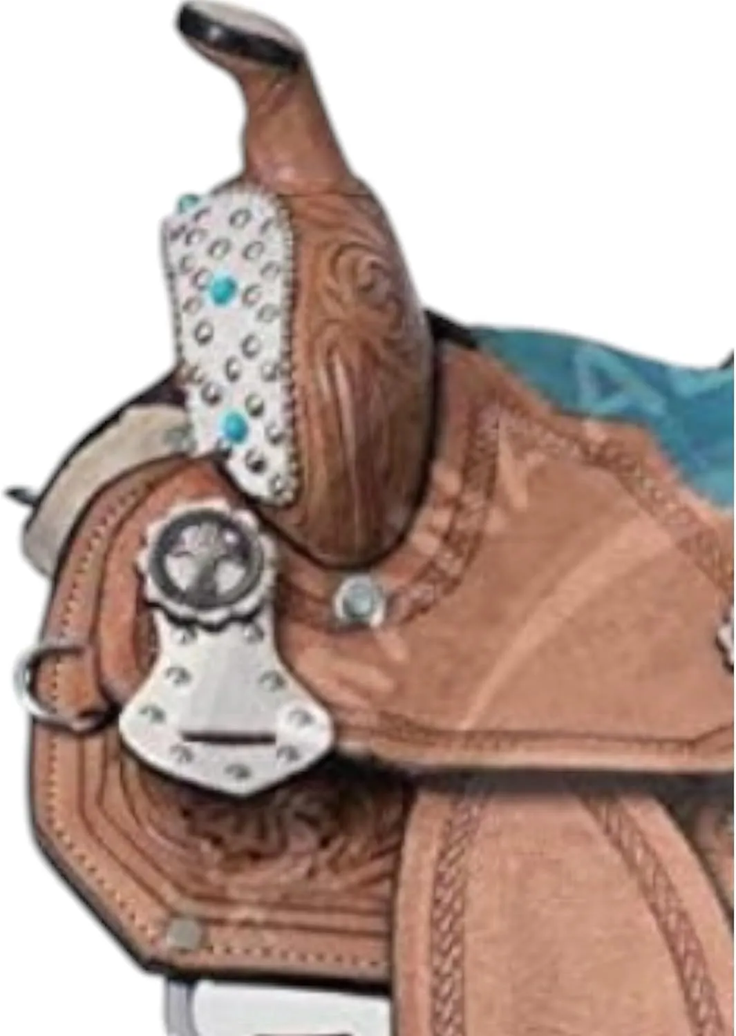 Youth Child Premium Leather Western Barrel Racing Trail Equestrian Pony Miniature Horse Saddle Tack   Headstall, Breast Collar, Reins & Saddle Pad Size 10 to 17