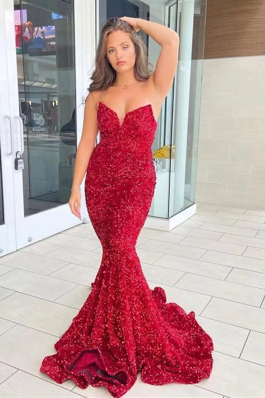 Yuxin Sequin Prom Dresses 2024 Mermaid Homecoming Dress High Split Formal Party Evening Gowns for Women