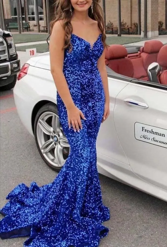 Yuxin Sequin Prom Dresses 2024 Mermaid Homecoming Dress High Split Formal Party Evening Gowns for Women