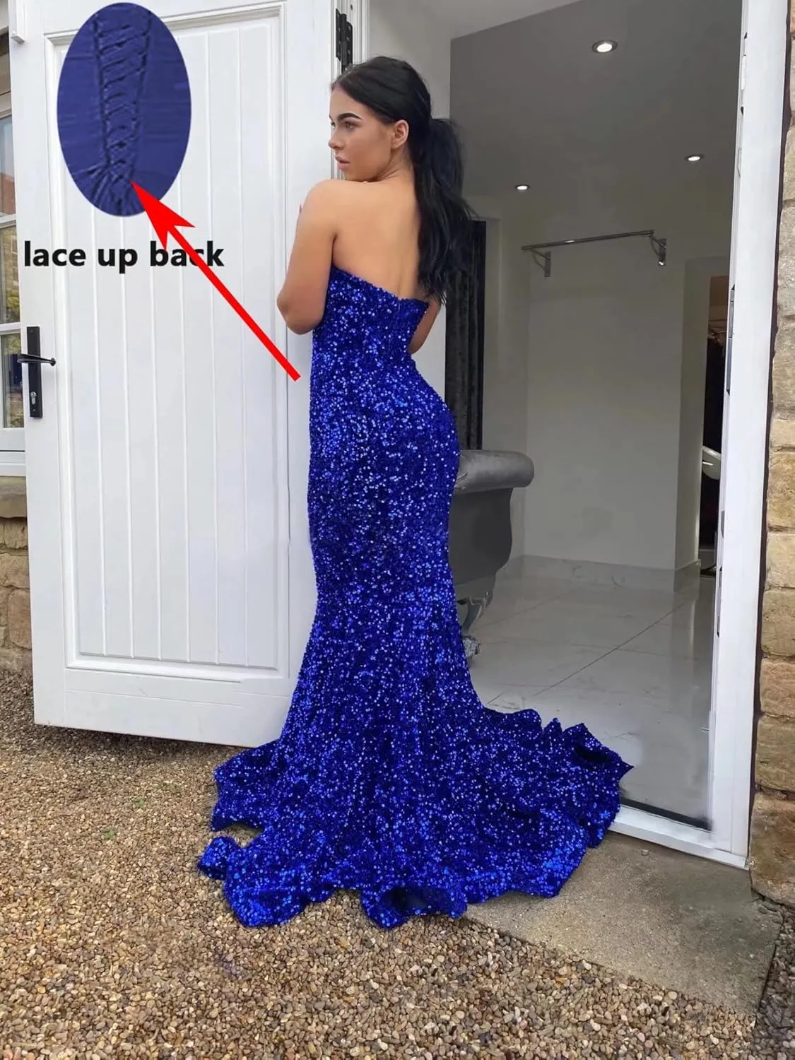 Yuxin Sequin Prom Dresses 2024 Mermaid Homecoming Dress High Split Formal Party Evening Gowns for Women