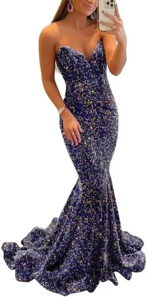 Yuxin Sequin Prom Dresses 2024 Mermaid Homecoming Dress High Split Formal Party Evening Gowns for Women