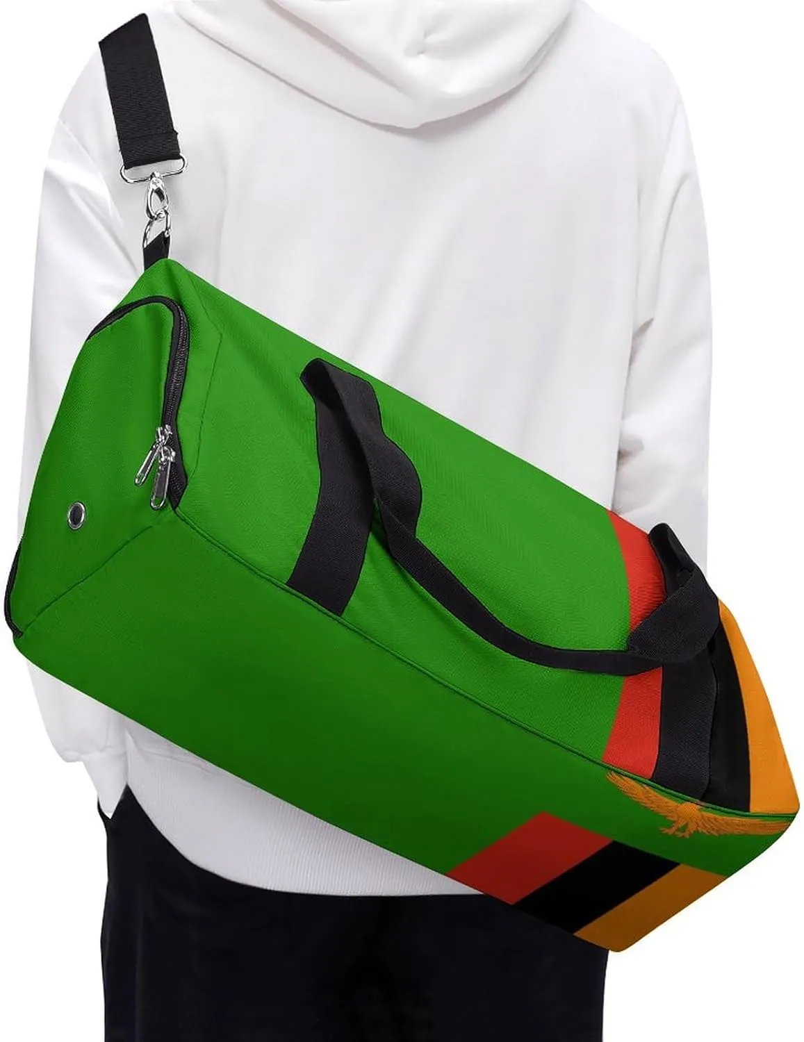 Zambia Flag Duffel Bag for Boys Girls with Shoe Compartment for Travel Gym