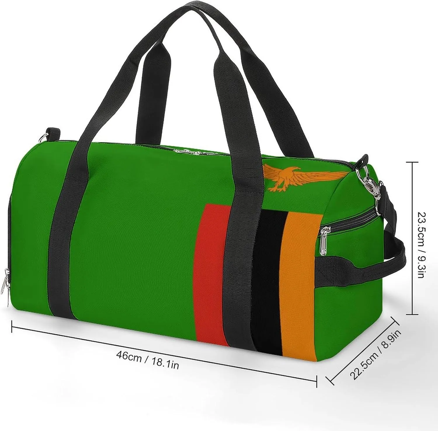 Zambia Flag Duffel Bag for Boys Girls with Shoe Compartment for Travel Gym