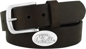ZEP-PRO Boys' NCAA Ole Miss Rebels Children's Leather Concho Belt, Brown