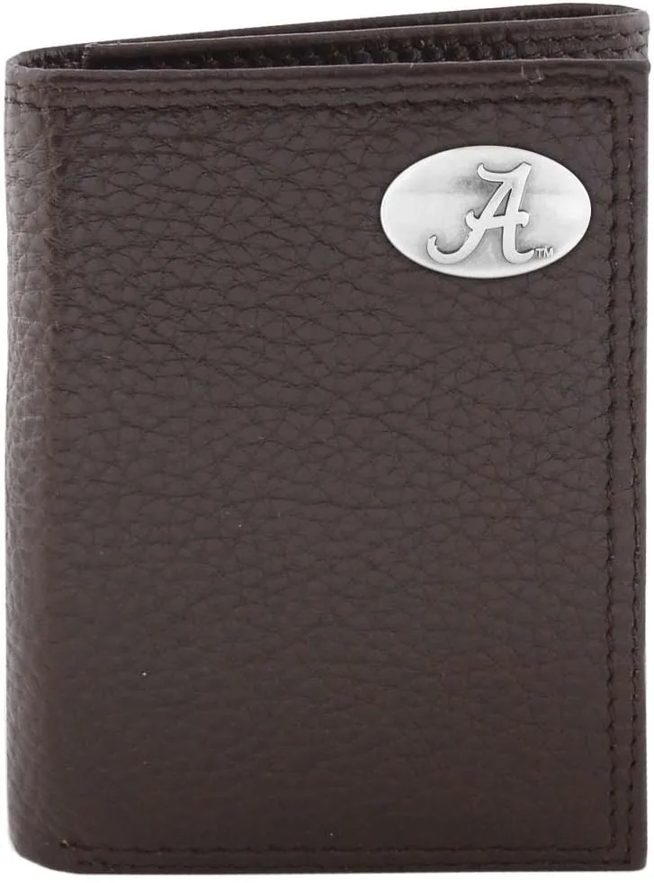 ZEP-PRO NCAA Alabama Crimson Tide Pebble Grain Leather Trifold Concho Wallet