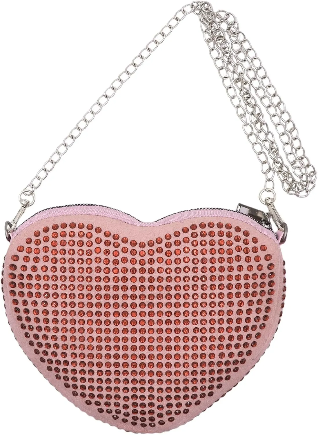 ZGMYC Bling Rhinestone Crossbody Purse for Women Girls Cute Glitter Heart Wallet Shoulder Bag Handbag with Chain Strap