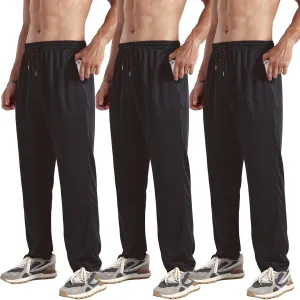 ZH 3-Pack Men's Mesh Jogger Pants, Comfortable Athletic Pants with Pockets for Active Wear, Lightweight & Breathable S-3XL