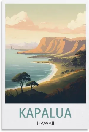 ZipcOm Kapalua Hawaii Vintage Travel Posters 24x36inch(60x90cm) Canvas Art Poster And Wall Art Picture Print Modern Family Bedroom Decor Posters