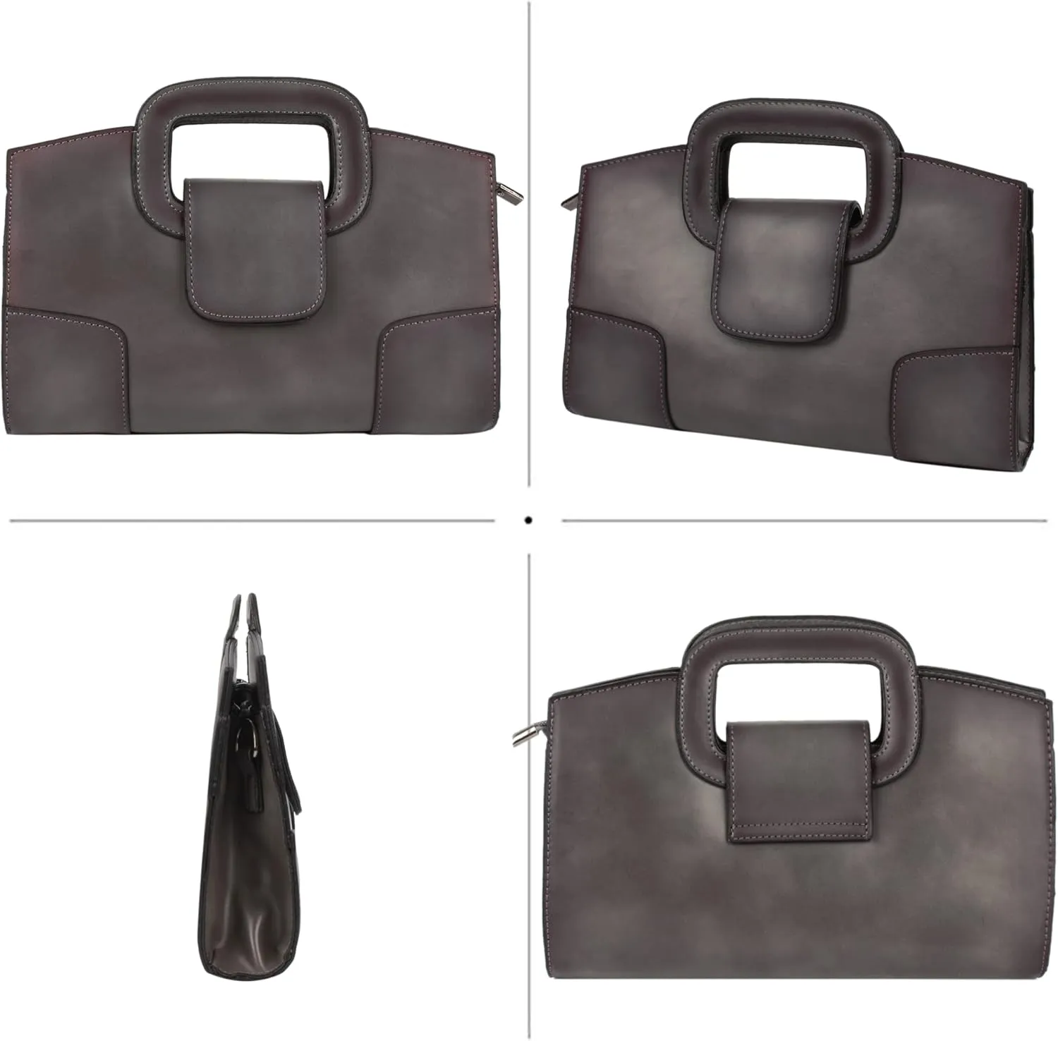 ZLMBAGUS Women Vintage Flap Tote Top Handle Satchel Handbags PU Leather Clutch Purse Shoulder Bag