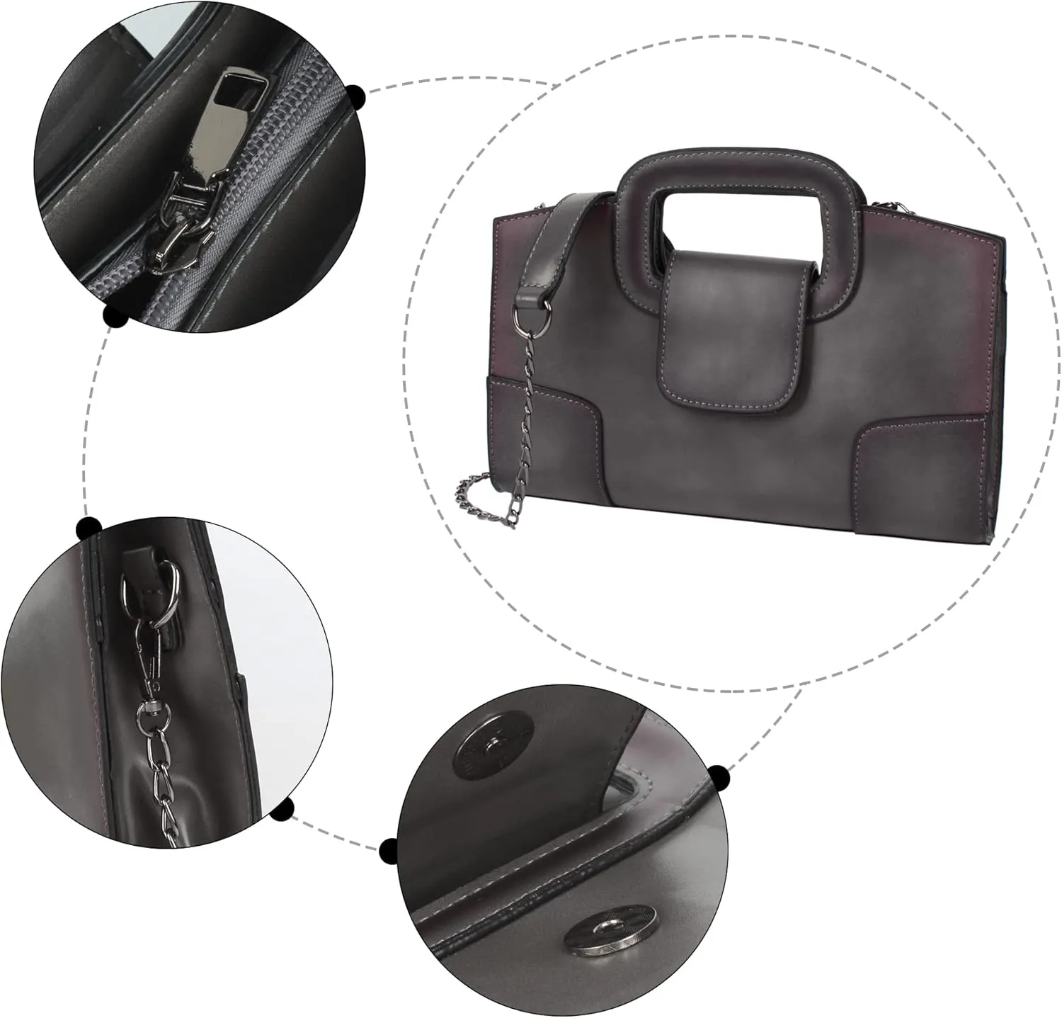ZLMBAGUS Women Vintage Flap Tote Top Handle Satchel Handbags PU Leather Clutch Purse Shoulder Bag