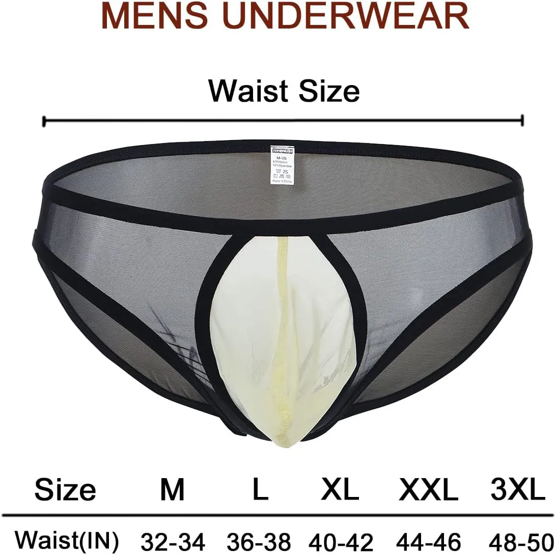 ZONBAILON Men's Sexy Underwear Briefs See Through Mesh Breathable Briefs with Bulge Ball Pouch