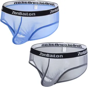 ZONBAILON Men's Sexy Underwear Briefs See Through Mesh Breathable Briefs with Bulge Ball Pouch