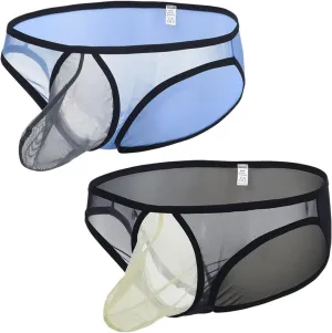 ZONBAILON Men's Sexy Underwear Briefs See Through Mesh Breathable Briefs with Bulge Ball Pouch