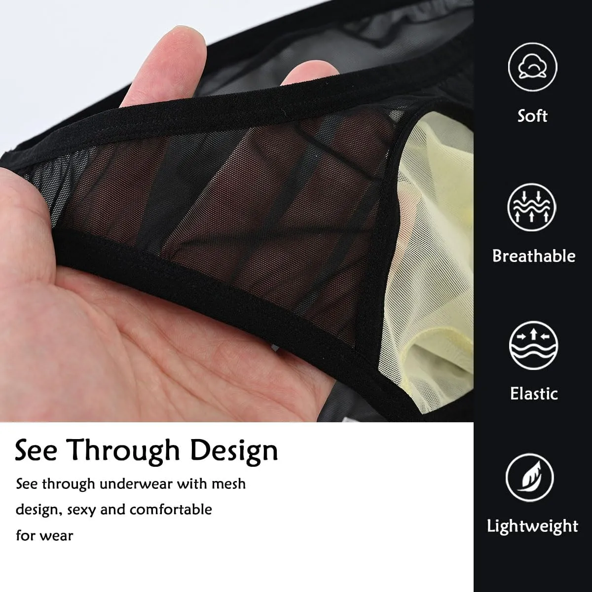 ZONBAILON Men's Sexy Underwear Briefs See Through Mesh Breathable Briefs with Bulge Ball Pouch