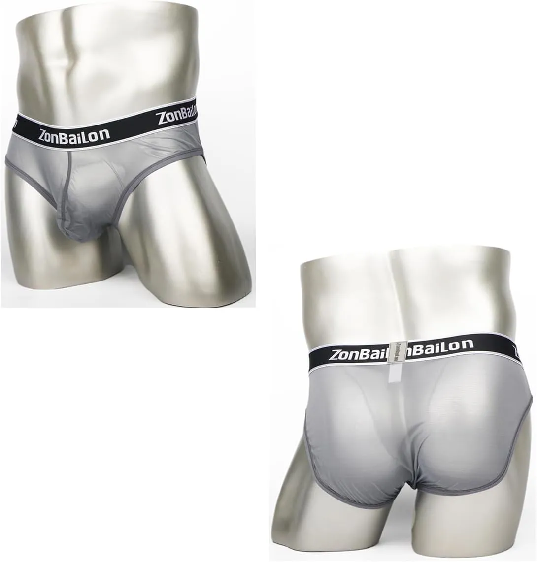 ZONBAILON Men's Sexy Underwear Briefs See Through Mesh Breathable Briefs with Bulge Ball Pouch