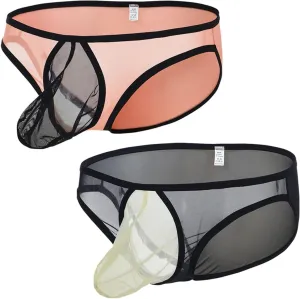 ZONBAILON Men's Sexy Underwear Briefs See Through Mesh Breathable Briefs with Bulge Ball Pouch