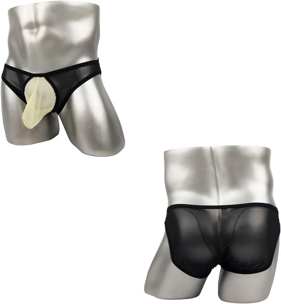 ZONBAILON Men's Sexy Underwear Briefs See Through Mesh Breathable Briefs with Bulge Ball Pouch