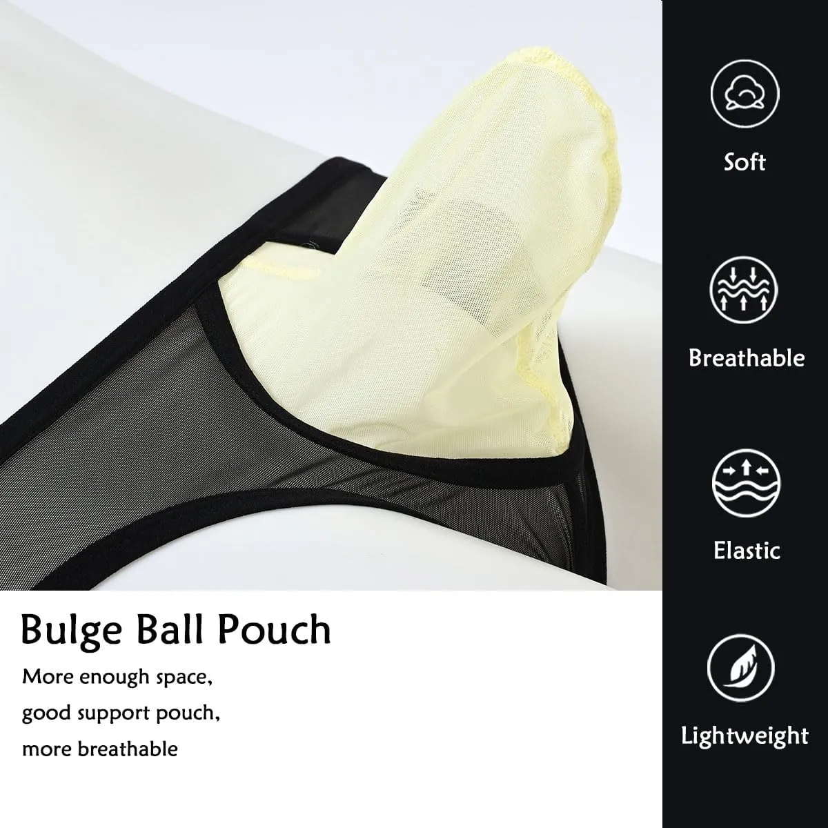 ZONBAILON Men's Sexy Underwear Briefs See Through Mesh Breathable Briefs with Bulge Ball Pouch