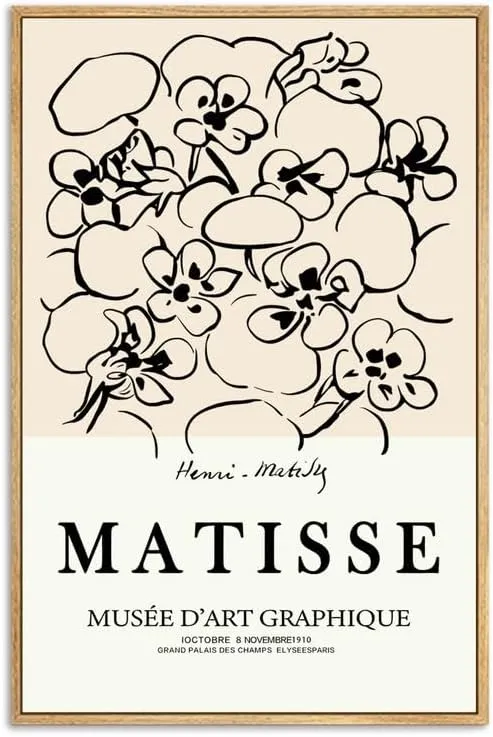 Zzudis Matisse Canvas Wall Art Prints Abstract Painting Aesthetic Bombax ceiba Minimalist Prints Artwork Canvas Wall Decor for Living Room,Bedroom,Restroom-12''X16''IN Nature Framed